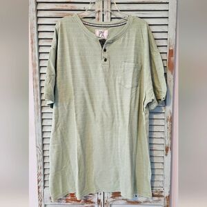 PX CLOTHING BRODIE GARMENT DYED HENLEY Men 3XL Fern Green Eco-Friendly Shirt NWT